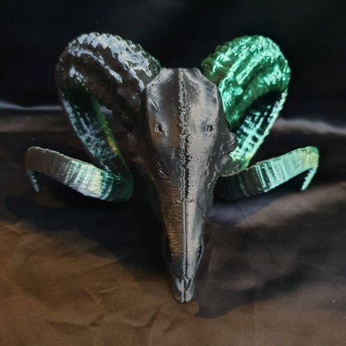 Cabeça De Bode Caveira Skull Crânio Esquelet Baphomet Geek3d Verde-escuro