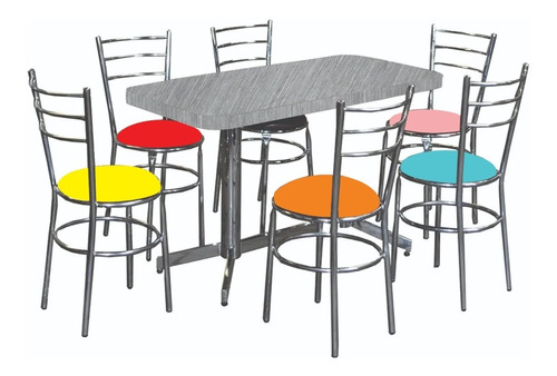 Remate Comedor 6 Sillas Cromadas De Colores