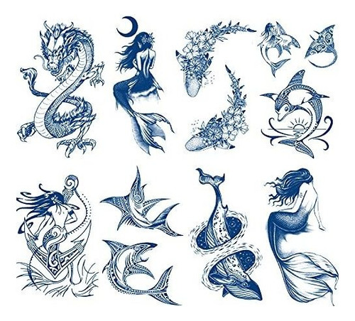 Tatuaje Temporale - Semi Permanent Mermaid Tattoos, 8-sh