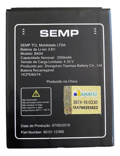 Flex Carga Bateria Semp Go 5e Ba04 Original