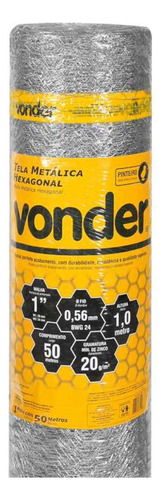 Tela Metálica Hexagonal P/ Pinteiro 1pol 24bwg X 1,0m C/ 50m