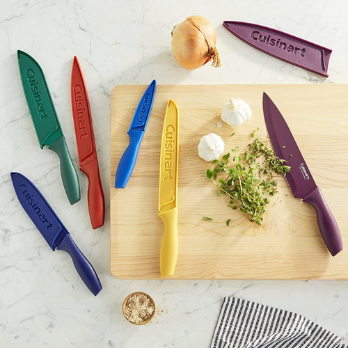 Set 6 Cuchillos Cuisinart Acero Inoxidable De Colores +funda Color Morado