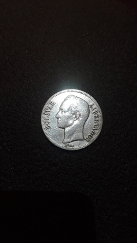 Moneda De Plata De 5 Bolivares Año 1921 25gram Lei 900