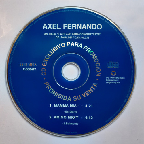 Cd Original Promo - Axel Fernando (mamma Mia...)