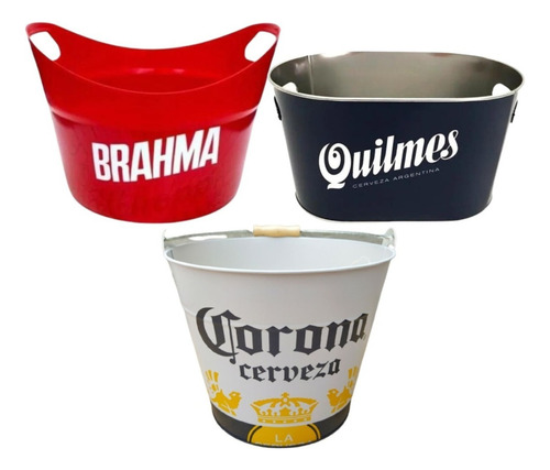 Combo X 3 Fraperas Baldes De Hielo Corona Brahma Quilmes