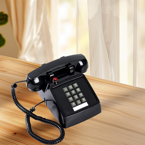 /para Teléfono Fijo De Escritorio Con Cable Y Diseño Negro