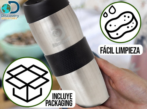 Imagen 7 de 10 de Vaso Termico Cafe Acero Inoxidable Protector Goma Discovery