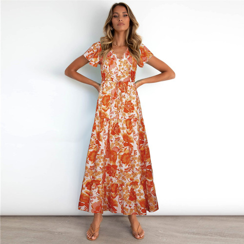 Vestido De Verano Con Cuello En V Para Mujer, Playa, Bohemio