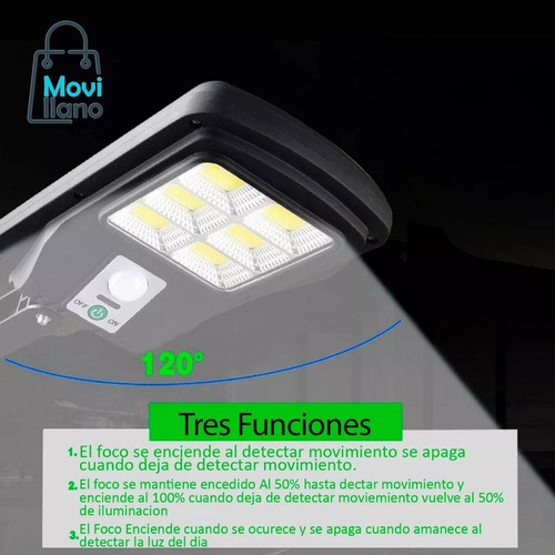 Focos Led 50 Watts Carga Solar Con Sensor De Movimiento Ip65