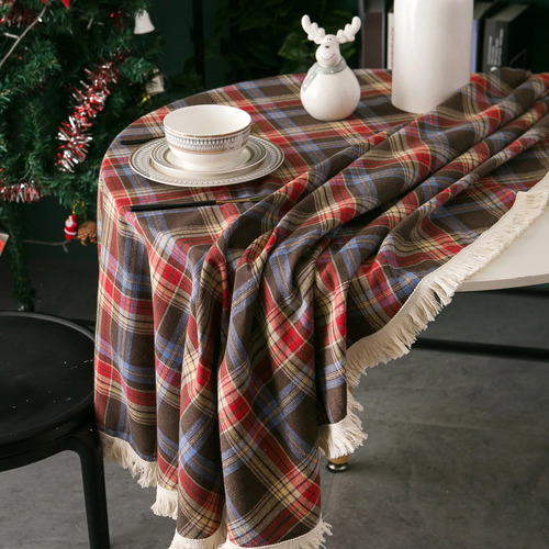 Mantel Navideño Redondo Con Rojo Y Verde