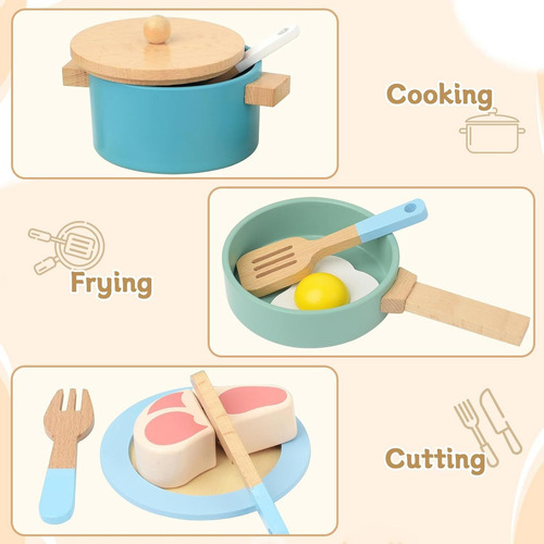 Accesorios De Cocina De Juguete De Madera,comida, Cubiertos.