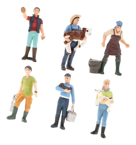 6 Pieces 3 Inch Pvc Farm Model Action Figure Toy For