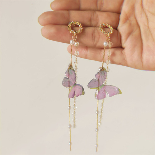 Pendientes Largos Arete Fairy Con Borlas En Forma De Maripos