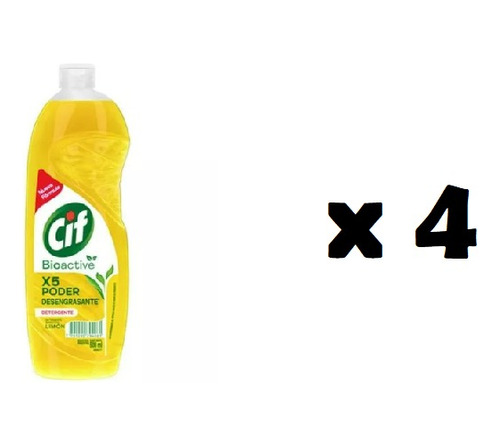 Detergente Cif Active Gel Limón Concentrado  750 ml X 4 Unid