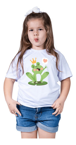Camiseta  Infantil Menina Sapinho Sapo Fofo Safari Zoológico