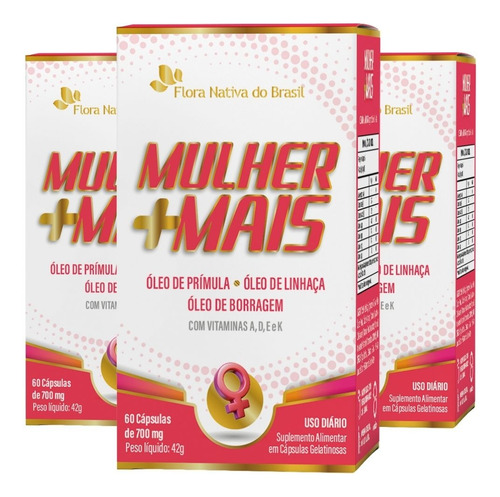 Kit 3x Mulher +mais 60 Cápsulas - Flora Nativa Sabor Sem Sabor