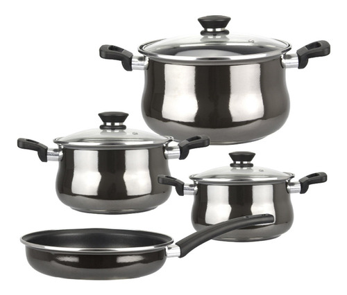 Batería De Cocina Magefesa Zafiro Negra Set 7 Piezas