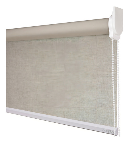 Cortina Persiana Rolô Blackout 1,50l X 1,50a Blecaute Roller Cor Linho Bege Com Acabamento Branco
