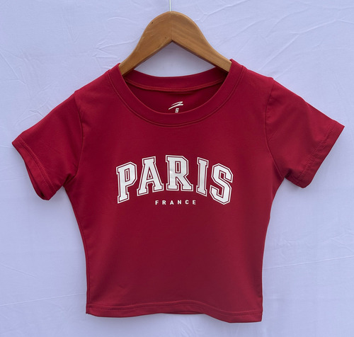 Crop Top Mujer Playera Ajustado Ombliguera Paris
