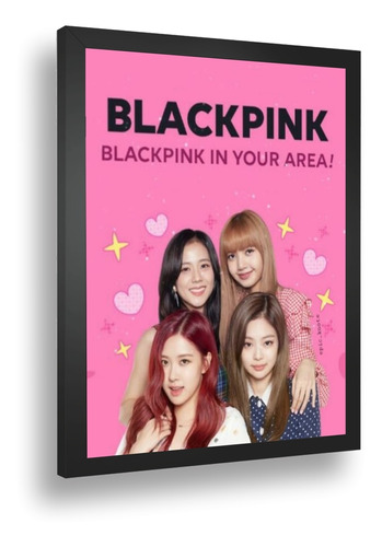 Quadro Decorativo Poster Kpop Black Pink Art Pink Vidro A3