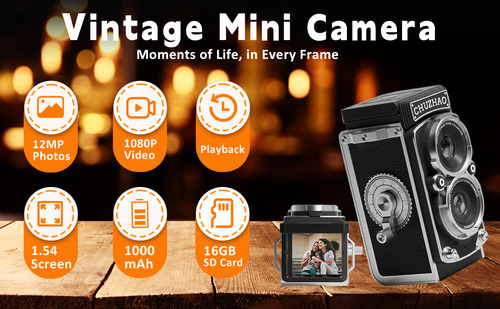 Mini Cámara Digital Chuzhao Vintage, Estilo Tlr Portátil