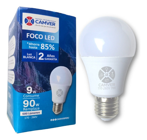 Foco Led Camver 9 Watts | 3 Unidades | Luz Blanca