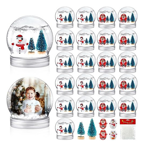 48 Sets Christmas Plastic Snow Globes Kit Includes 48 C...