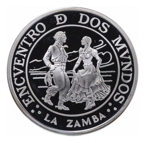 Moneda Zamba 25 $ 1997 Encuentro De Dos Mundos Plata Proof