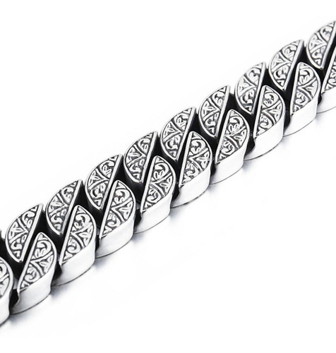 Pulseira Masculina Tribal De Aço Cirúrgico Grossa Comprimento 20 Cm