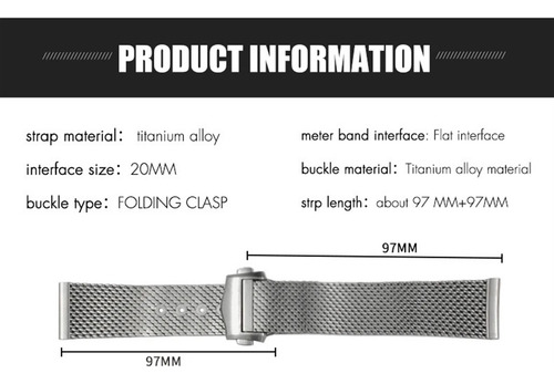 Gqmyok Pulseira De Aço Titânio Sólido 20mm Para Omega 007