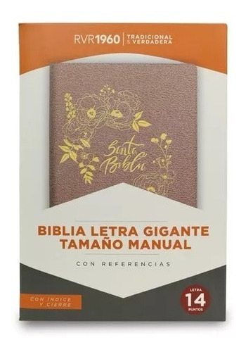 Biblia Rvr1960 Letra Gigante Manual Simil Piel Rosa Perla 