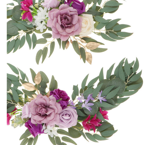 2 Piezas Decorativas Boda Arco Flores Simulación Rosa Para