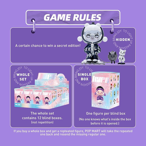 Pop Mart Skullpanda Hypepanda 3pc Blind Box Toy Bulk Po...