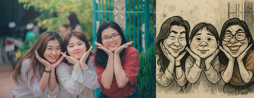 Ilustración Digital Personalizada Caricatura Sketch 3 Person