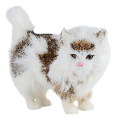 Simulación Gato Estatuilla Gato Felpa Juguete Lindo Marrón