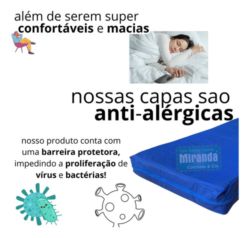 Capa Berço Mini Cama Impermeável Para Colchão Hospitalar Forrada 70/150/12 -- Azul
