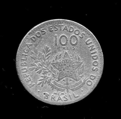Moeda Brasil República 100 Réis 1901 Mcmi Níquel V54 - L.844