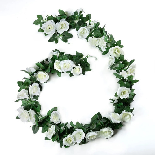 4 Guirnalda Enredadera Con Flores Rosas Blancas Guias