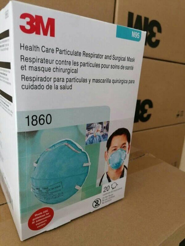 1860 3m Cubrebocas Mascarilla N95, Niosh Azul , 20 Pzas Color Azul Turquesa