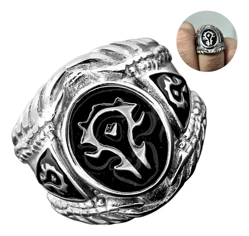 Anillo Para Hombre World Of Warcraft De Acero Color Plata