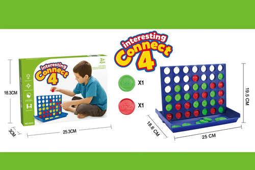 Juego De Mesa Gaming Conectar 4 Coco Pala 1989 Connect ¡juega Y Aprende! Juego De Cuatro Dedos Educativo Con Tablero Portátil, Material Resistente, Juego De Mesa Para Familia