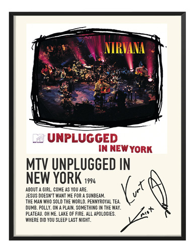 Poster Nirvana Album Music Tracklist Mtv Unplugged Ny 80x40