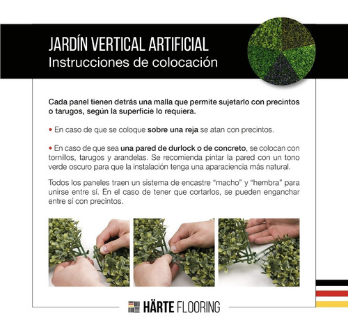 Imagen 3 de 7 de Jardin Vertical Artificial Verde Panel Muro Ibiza 50x50