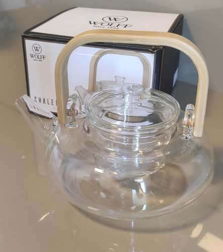 Chaleira De Vidro Alça Bambu Resistente Ao Calor 800ml Wolff