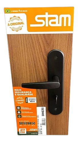 Fechadura Stam Preta Porta De Banheiro 824/33 Maçaneta 