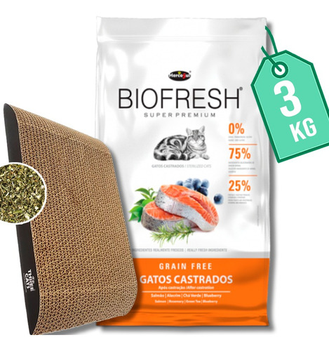 Comida Biofresh Gato Adulto Castrados 3 Kg + Regalo