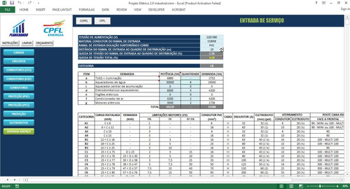 Imagem 10 de 10 de Planilha Dim. Projetos Elétricos + Blocos Eletr. Autocad