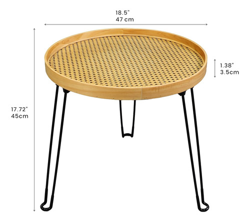 Mesa Auxiliar Redonda Plegable De Madera (agujero Circu...