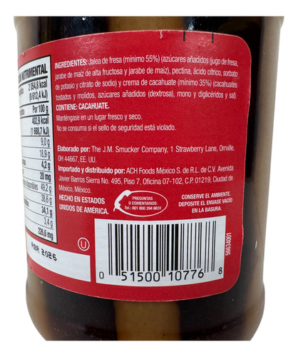 Smuckers Goober Fresa Con Crema De Cacahuate Untable 510g