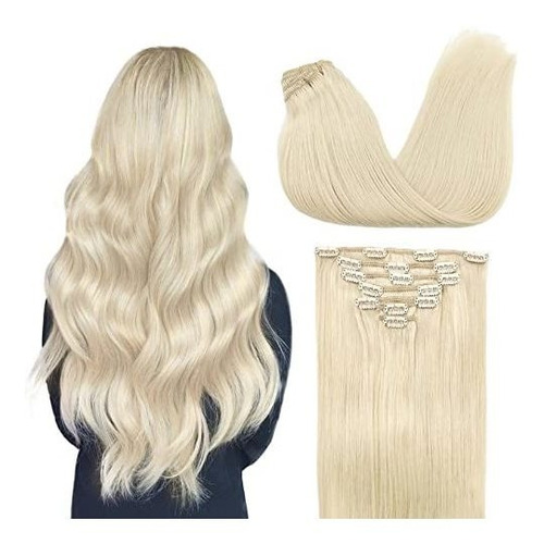 Clip En Extensiones De Cabello Humano Pelo Platino 1qk7f